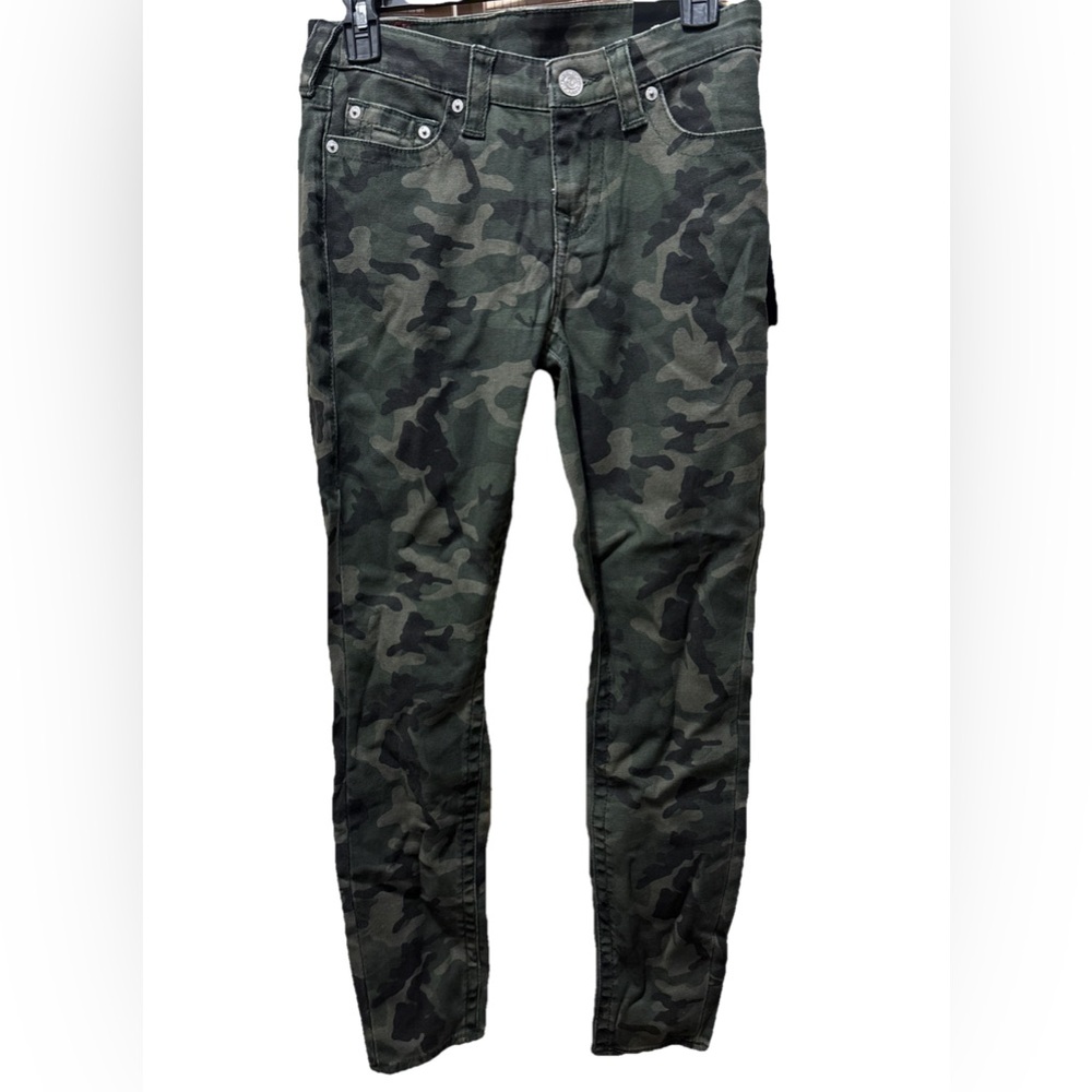 NWT TRUE RELIGION Women's Halle Camo Mid-Rise Casey Skinny Stretch Jeans